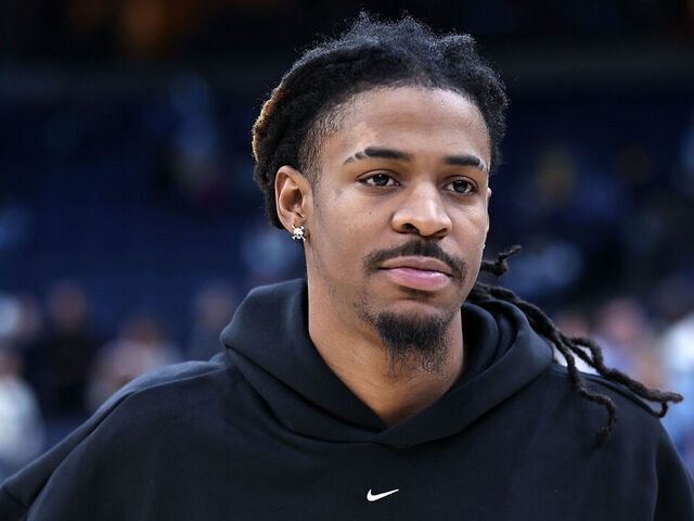 MEMPHIS, TENNESSEE - FEBRUARY 20: Ja Morant #12 of the Memphis Grizzlies looks on after a game against the Utah Jazz at FedExForum on February 20, 2026 in Memphis, Tennessee.