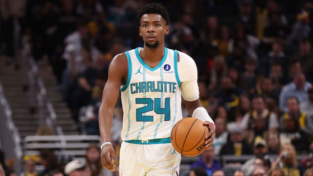 INDIANAPOLIS, IN - FEBRUARY 26: Brandon Miller #24 of the Charlotte Hornets dribbles the ball during the game against the Indiana Pacers on February 26, 2026 at Gainbridge Fieldhouse in Indianapolis, Indiana. Mandatory Copyright Notice: Copyright 2026 NBAE