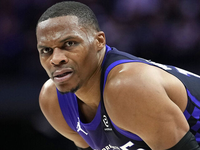 SACRAMENTO, CALIFORNIA - MARCH 03: Russell Westbrook #18 of the Sacramento Kings looks on against the Phoenix Suns in the second half of an NBA basketball game at Golden 1 Center on March 03, 2026 in Sacramento, California.