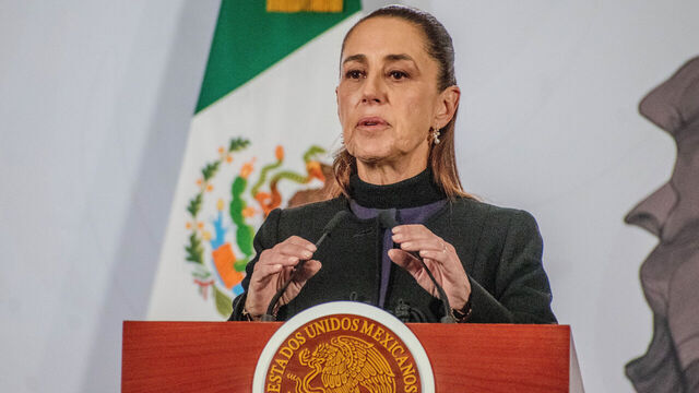 MEXICO CITY, MEXICO - FEBRUARY 23: President of Mexico Claudia Sheinbaum Pardo speaks during the daily morning briefing at Palacio Nacional on February 23, 2026 in Mexico City, Mexico.