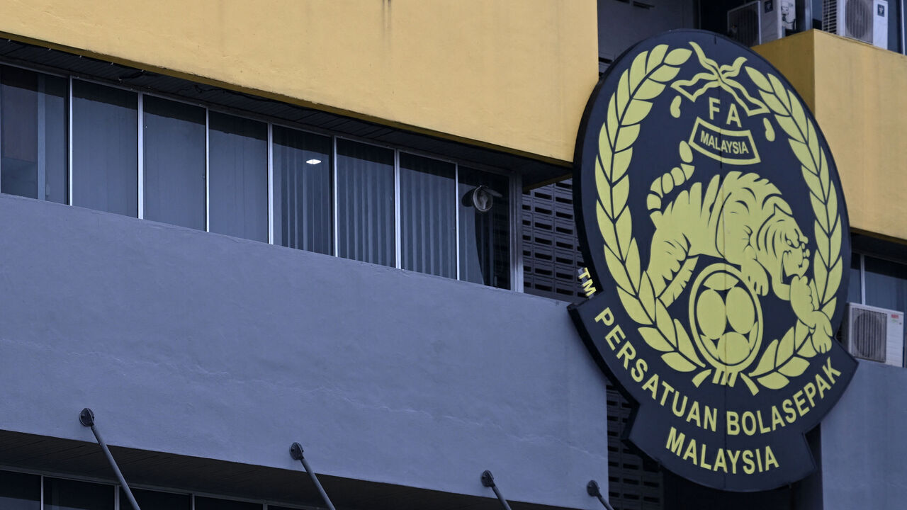This picture taken on January 28, 2026 shows the logo of the Football Association of Malaysia (FAM) at the FAM headquarters in Kuala Lumpur. A ham-fisted attempt to ramp up Malaysia's footballing fortunes with naturalised players has backfired, critics say, sparking intense soul-searching and calls to redouble the focus on homegrown talent. / To go with 'FBL-MAS-FIFA,FOCUS' Noel ACHARIAM and Ebrahim HARRIS