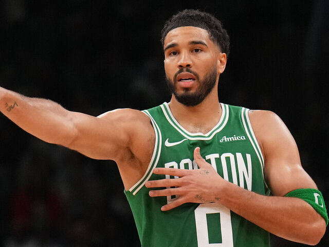 BOSTON, MA - MARCH 6: Jayson Tatum #0 of the Boston Celtics looks on during the game against the Dallas Mavericks on March 6, 2026 at TD Garden in Boston, Massachusetts. NOTE TO USER: User expressly acknowledges and agrees that, by downloading and/or using this Photograph, user is consenting to the terms and conditions of the Getty Images License Agreement. Mandatory Copyright Notice: Copyright 2026 NBAE