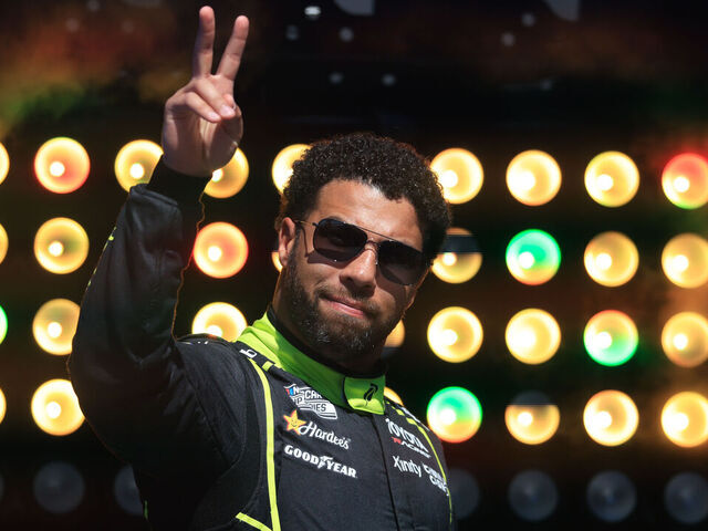 AUSTIN, TX - MARCH 01: Bubba Wallace (#23 23XI Racing Robinhood Toyota) walks up during introductions prior to the NASCAR Cup Series DuraMAX Texas Grand Prix on March 01, 2026 at the Circuit of the Americas in Austin, TX.