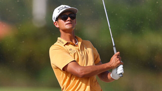 RIO GRANDE, PUERTO RICO - MARCH 07: Ricky Castillo of the United States plays a shot from a bunker on the ninth hole during the third round of the Puerto Rico Open 2026 at Grand Reserve Golf Club on March 07, 2026 in Rio Grande, Puerto Rico.