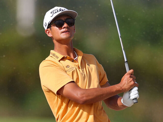 RIO GRANDE, PUERTO RICO - MARCH 07: Ricky Castillo of the United States plays a shot from a bunker on the ninth hole during the third round of the Puerto Rico Open 2026 at Grand Reserve Golf Club on March 07, 2026 in Rio Grande, Puerto Rico.