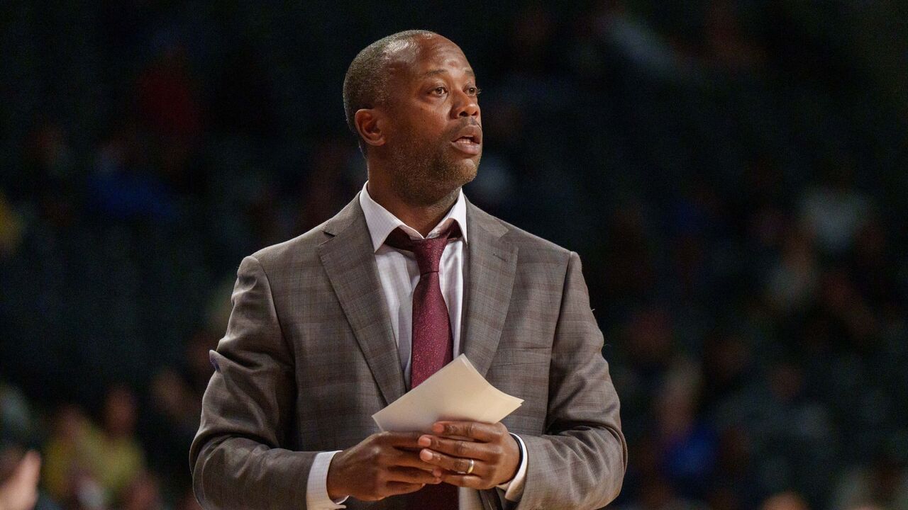 ATLANTA, GEORGIA - JANUARY 3: Earl Grant of the Boston College Eagles watches the game from the sidelines during a game between Boston College v Georgia Tech at Hank McCamish Pavilion on January 3, 2026 in Atlanta, Georgia.