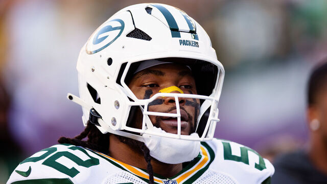 DENVER, CO - DECEMBER 14: Rashan Gary #52 of the Green Bay Packers walks on the field before a game against the Denver Broncos at Empower Field at Mile High on December 14, 2025 in Denver, Colorado.