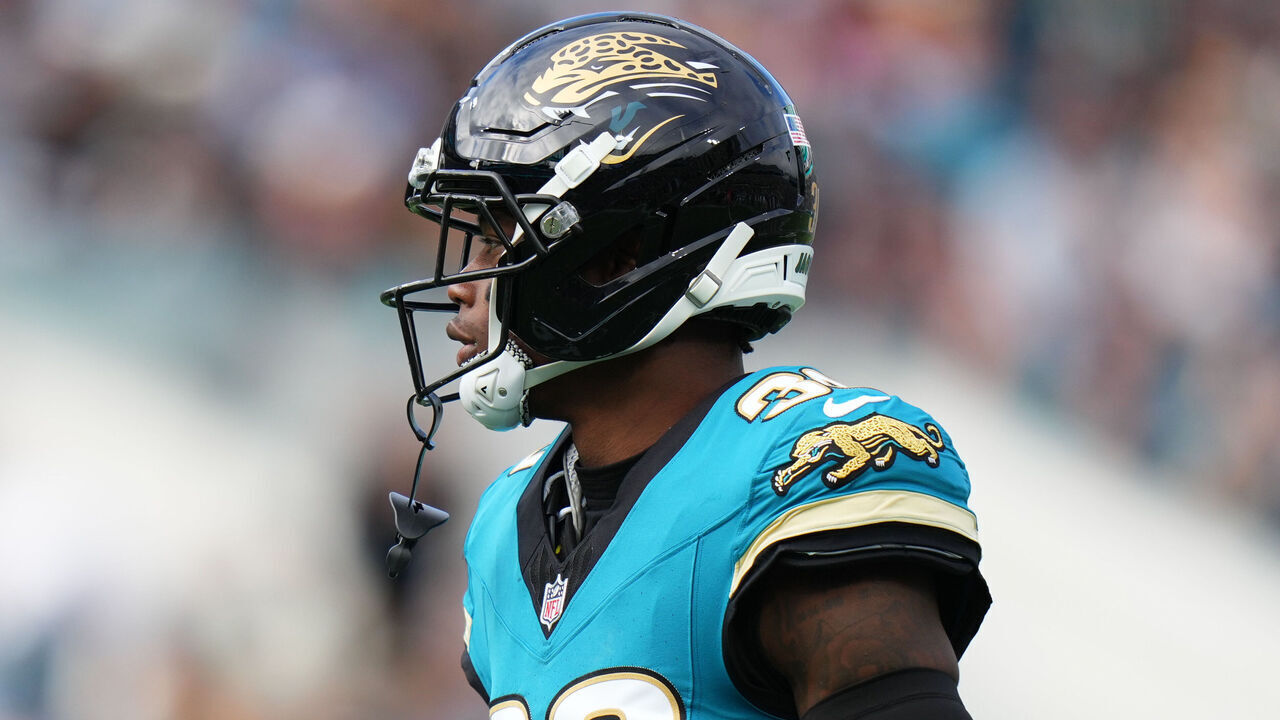 JACKSONVILLE, FLORIDA - JANUARY 04: Montaric Brown #30 of the Jacksonville Jaguars looks on Tennessee Titans during the second half at EverBank Stadium on January 04, 2026 in Jacksonville, Florida.