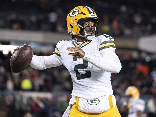 CHICAGO, ILLINOIS - JANUARY 10: Malik Willis #2 of the Green Bay Packers looks to pass prior to an NFL wild card playoff game against the Chicago Bears at Soldier Field on January 10, 2026 in Chicago, Illinois.