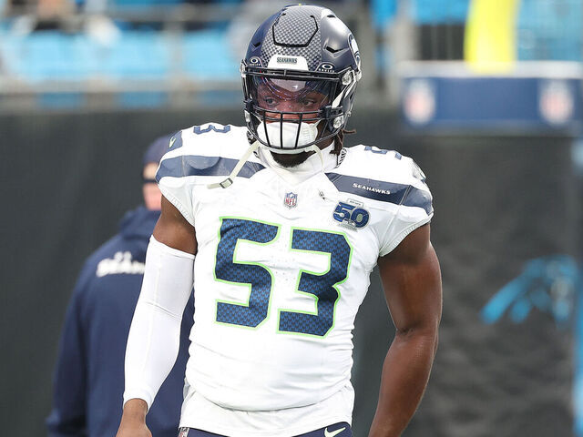 CHARLOTTE, NC - DECEMBER 28: Seattle Seahawks linebacker Boye Mafe (53) during an NFL football game between the Seattle Seahawks and the Carolina Panthers on December 28, 2025 at Bank of America stadium in Charlotte, N.C.