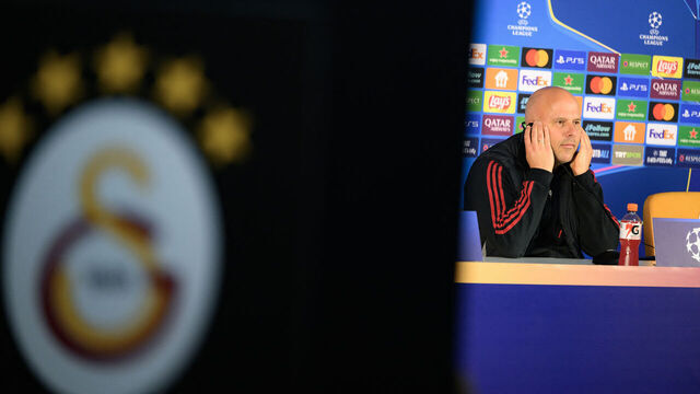 Liverpool's Dutch coach Arne Slot gives a press conference on the eve of the UEFA Champions League football match against Galatasaray at Rams Park Stadium in Istanbul on March 9, 2026.