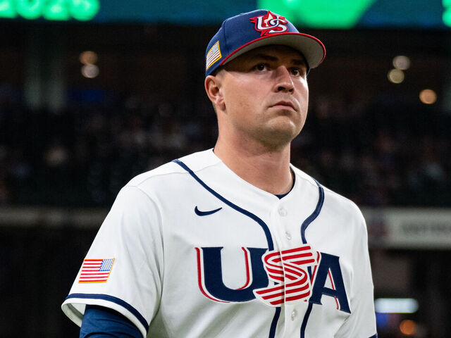 HOUSTON, TEXAS - MARCH 7: Tarik Skubal #27 of the United States (L) and Pitching Coach Andy Pettitte walk to the bullpen before a World Baseball Classic Pool B game between Great Britain and the United States at Daikin Park on March 7, 2026 in Houston, Texas.