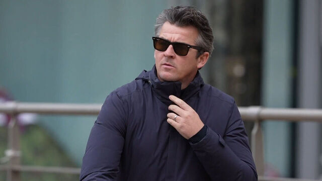 Joey Barton arrives at Liverpool Crown Court, where he is appearing on 12 charges of sending grossly offensive communications, relating to social media posts referring to Jeremy Vine, and football TV commentators and pundits Lucy Ward and Eni Aluko. Picture date: Monday November 3, 2025.