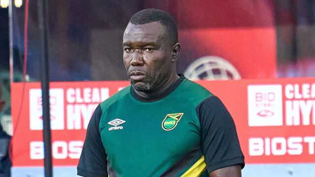 AUSTIN, TX - OCTOBER 07: Jamaica head coach Theodore Whitmore looks on during a CONCACAF World Cup qualifying match between the United States and Jamaica on October 07, 2021 at Q2 Stadium in Austin, TX.