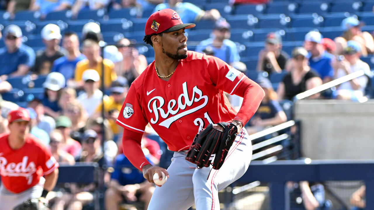 PHOENIX, ARIZONA - FEBRUARY 28, 2026: Hunter Greene #21 of the Cincinnati Reds throws a pitch during the first inning of a spring training game against the Milwaukee Brewers at American Family Fields of Phoenix on February 28, 2026 in Phoenix, Arizona.