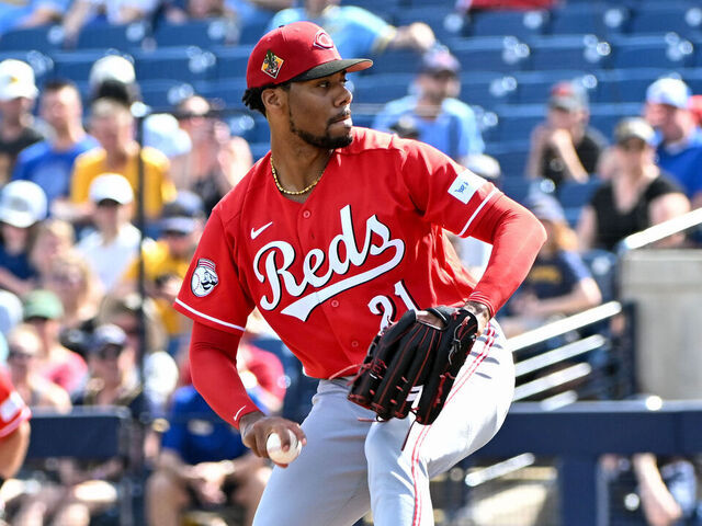 PHOENIX, ARIZONA - FEBRUARY 28, 2026: Hunter Greene #21 of the Cincinnati Reds throws a pitch during the first inning of a spring training game against the Milwaukee Brewers at American Family Fields of Phoenix on February 28, 2026 in Phoenix, Arizona.