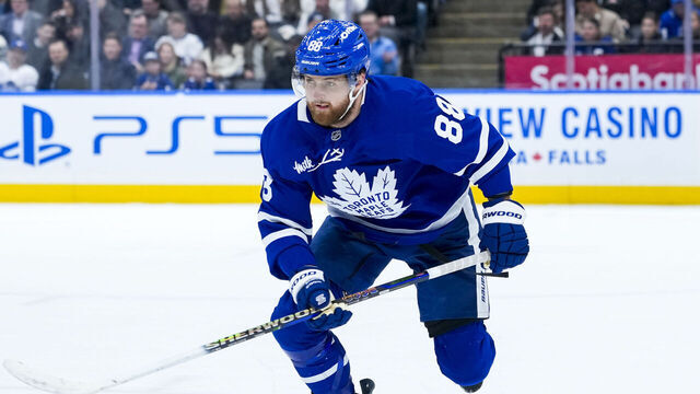 TORONTO, CANADA - MARCH 2: William Nylander #88 of the Toronto Maple Leafs skates against the Philadelphia Flyers at the Scotiabank Arena on March 2, 2026 in Toronto, Ontario, Canada.