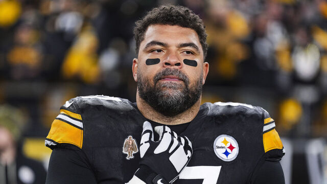 PITTSBURGH, PENNSYLVANIA - JANUARY 12: Cameron Heyward #97 of the Pittsburgh Steelers looks on from the sideline during the national anthem prior to an NFL wild card playoff football game against the Houston Texans at Acrisure Stadium on January 12, 2026 in Pittsburgh, Pennsylvania.