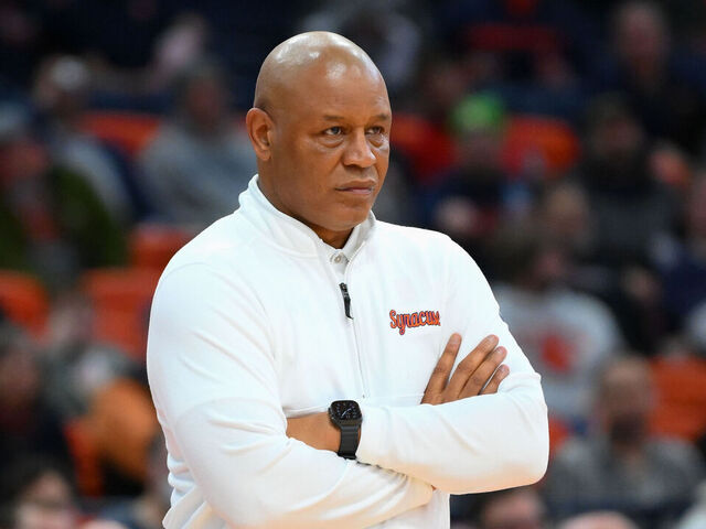 SYRACUSE, NEW YORK - FEBRUARY 11: Head coach Adrian Autry of the Syracuse Orange looks on during the second half against the California Golden Bears at the JMA Wireless Dome on February 11, 2026 in Syracuse, New York. Syracuse won 107-100 in double overtime.
