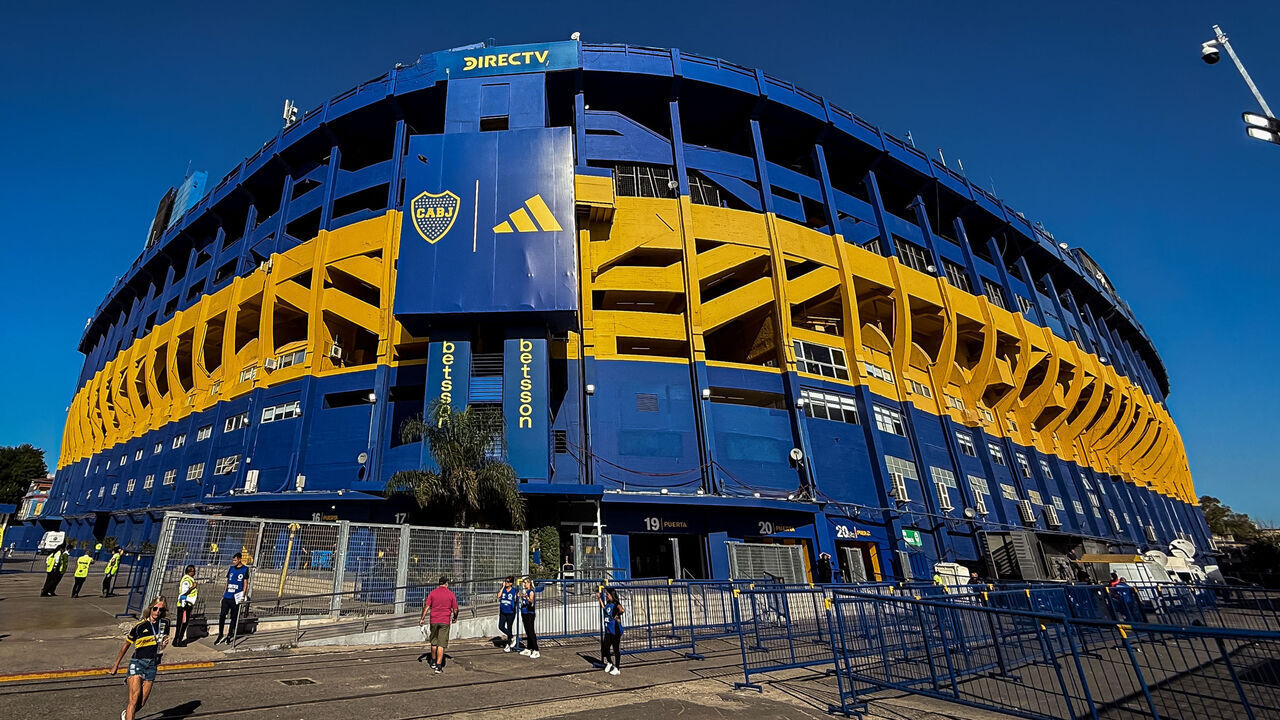 BUENOS AIRES, ARGENTINA - FEBRUARY 20: External view of Estadio Alberto J. Armando prior to a Torneo Apertura Mercado Libre 2026 match between Boca Juniors and Racing Club at Estadio Alberto J. Armando on February 20, 2026 in Buenos Aires, Argentina.