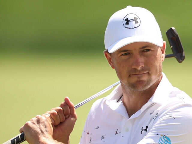 PONTE VEDRA BEACH, FLORIDA - MARCH 13: Jordan Spieth of the United States reacts on the ninth green during the second round of THE PLAYERS Championship 2026 at THE PLAYERS Stadium course at TPC Sawgrass on March 13, 2026 in Ponte Vedra Beach, Florida.