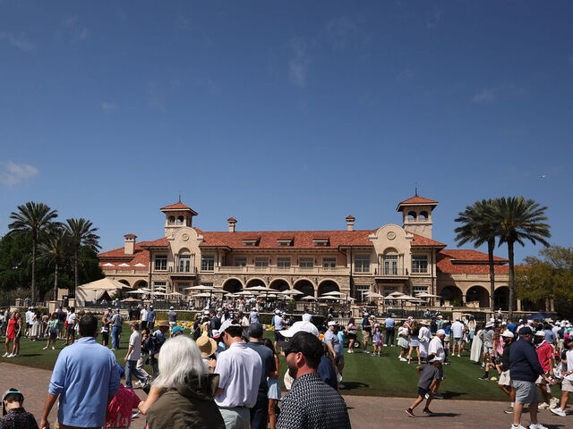 PONTE VEDRA BEACH, FLORIDA - MARCH 13: A general view of fans near the clubhouse during the second round of THE PLAYERS Championship 2026 at THE PLAYERS Stadium course at TPC Sawgrass on March 13, 2026 in Ponte Vedra Beach, Florida.
