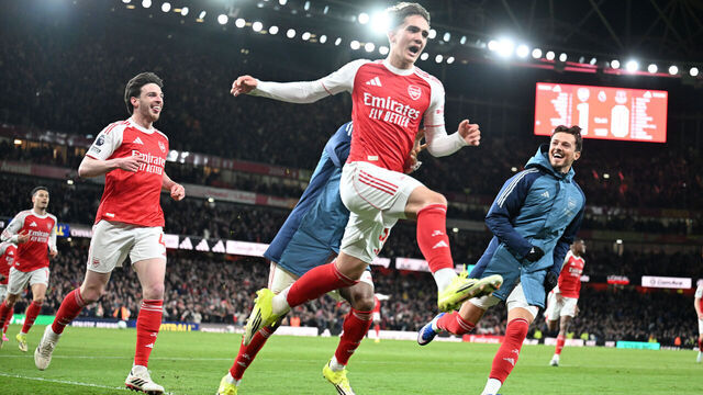 LONDON, ENGLAND - MARCH 14: Max Dowman celebrates scoring the 2nd Arsenal goal during the Premier League match between Arsenal and Everton at Emirates Stadium on March 14, 2026 in London, England.