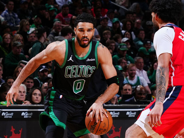 BOSTON, MA - MARCH 14: Jayson Tatum #0 of the Boston Celtics drives to the basket during the game against the Washington Wizards on March 14, 2026 at TD Garden in Boston, Massachusetts. NOTE TO USER: User expressly acknowledges and agrees that, by downloading and/or using this Photograph, user is consenting to the terms and conditions of the Getty Images License Agreement. Mandatory Copyright Notice: Copyright 2026 NBAE