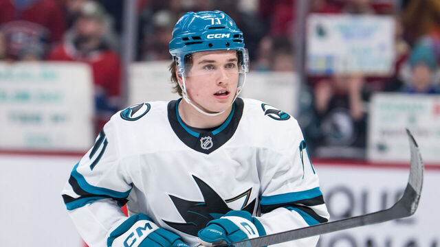 MONTREAL, QC - MARCH 14: Macklin Celebrini (71) of the San Jose Sharks skates during the warm-up period of the NHL game between the San Jose Sharks and the Montreal Canadiens on Mar 14, 2026, at the Bell Centre in Montreal, QC(Photo by Vincent Ethier/Icon
