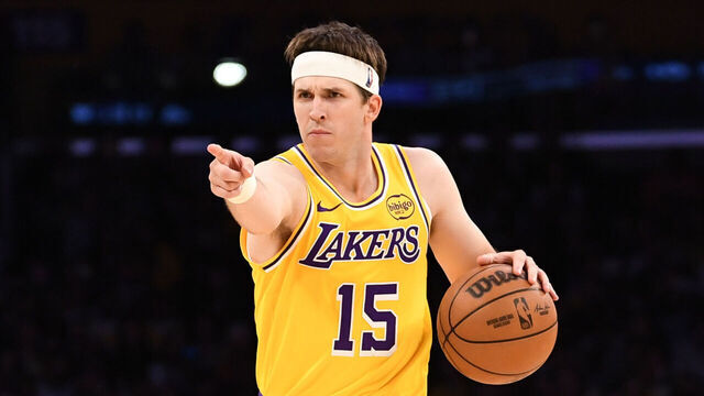 LOS ANGELES, CA - MARCH 14: Austin Reaves #15 of the Los Angeles Lakers dribbles the ball during the game against the Denver Nuggets on March 14, 2026 at Crypto.Com Arena in Los Angeles, California. NOTE TO USER: User expressly acknowledges and agrees that, by downloading and/or using this Photograph, user is consenting to the terms and conditions of the Getty Images License Agreement. Mandatory Copyright Notice: Copyright 2026 NBAE