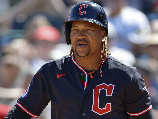 GOODYEAR, ARIZONA - MARCH 7: Jose Ramirez #11 of the Cleveland Guardians walks up to the batter's box during a Spring Training game against the San Diego Padres at Goodyear Ballpark on March 7, 2026 in Goodyear, Arizona.