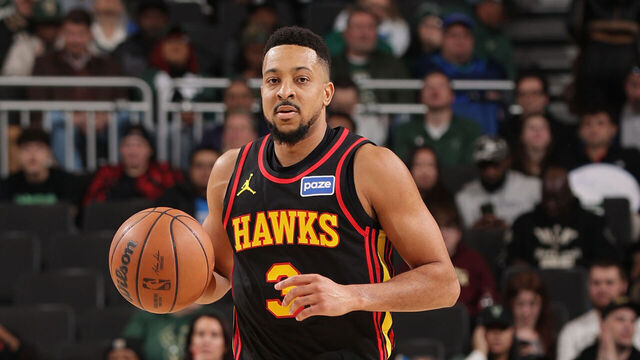 MILWAUKEE, WI - MARCH 4: CJ McCollum #3 of the Atlanta Hawks handles the ball during the game against the Milwaukee Bucks on March 4, 2026 at Fiserv Forum Center in Milwaukee, Wisconsin. Mandatory Copyright Notice: Copyright 2026 NBAE .