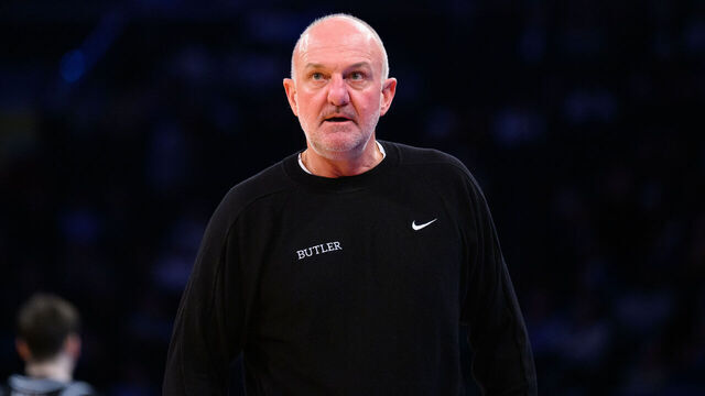 NEW YORK, NY - MARCH 11: Butler Bulldogs head coach Thad Matta on the sidelines during the Big East Tournament men's college basketball game between the Butler Bulldogs and Providence Friars on March 11, 2026, at Madison Square Garden in New York, NY.