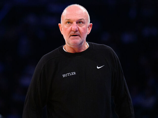 NEW YORK, NY - MARCH 11: Butler Bulldogs head coach Thad Matta on the sidelines during the Big East Tournament men's college basketball game between the Butler Bulldogs and Providence Friars on March 11, 2026, at Madison Square Garden in New York, NY.