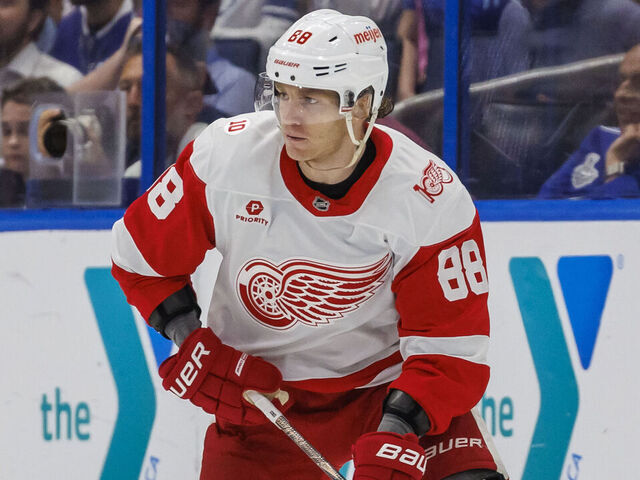 TAMPA, FL - MARCH 12: Patrick Kane #88 of the Detroit Red Wings against the Tampa Bay Lightning at Benchmark International Arena on March 12, 2026 in Tampa, Florida.