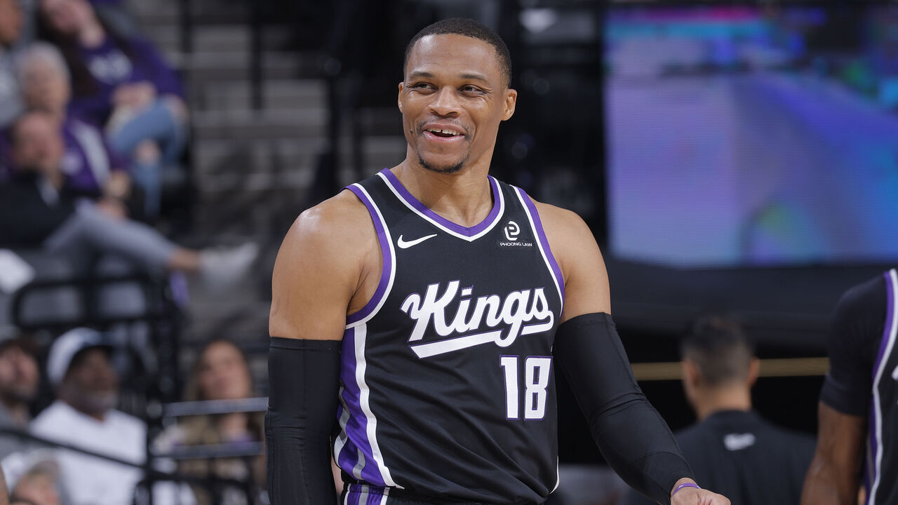 SACRAMENTO, CA - MARCH 10: Russell Westbrook #18 of the Sacramento Kings looks on during the game against the Indiana Pacers on March 10, 2026 at Golden 1 Center in Sacramento, California. NOTE TO USER: User expressly acknowledges and agrees that, by downloading and or using this photograph, User is consenting to the terms and conditions of the Getty Images Agreement. Mandatory Copyright Notice: Copyright 2026 NBAE