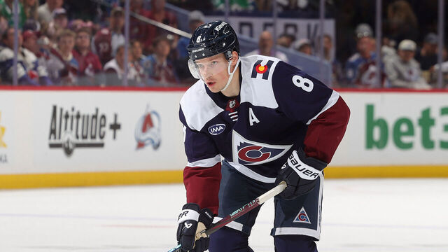 DENVER, COLORADO - MARCH 18: Cale Makar #8 of the Colorado Avalanche skates against the Dallas Stars at Ball Arena on March 18, 2026 in Denver, Colorado.
