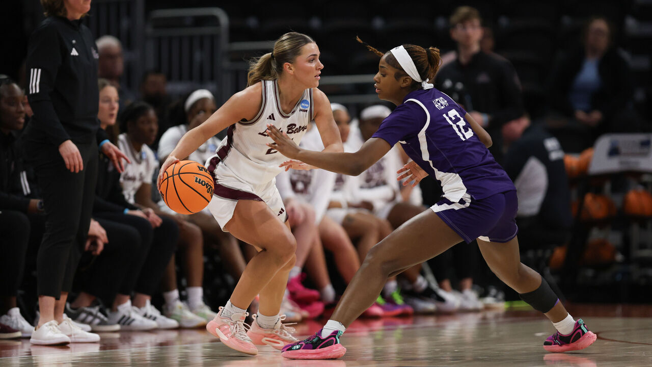 AUSTIN, TEXAS - MARCH 18: Kaemyn Bekemeier #24 of the Missouri State Lady Bears dribbles the ball in the third quarter against the Stephen F. Austin Ladyjacks during a First Four game of the 2026 NCAA Women's Basketball Tournament held at the Moody Center on March 18, 2026 in Austin, Texas.