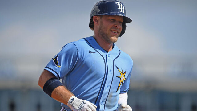 PORT CHARLOTTE, FLORIDA - FEBRUARY 28: Taylor Walls #6 of the Tampa Bay Rays hits a solo home run during the fourth inning of a spring training game against the Detroit Tigers at Charlotte Sports Park on February 28, 2026 in Port Charlotte, Florida.