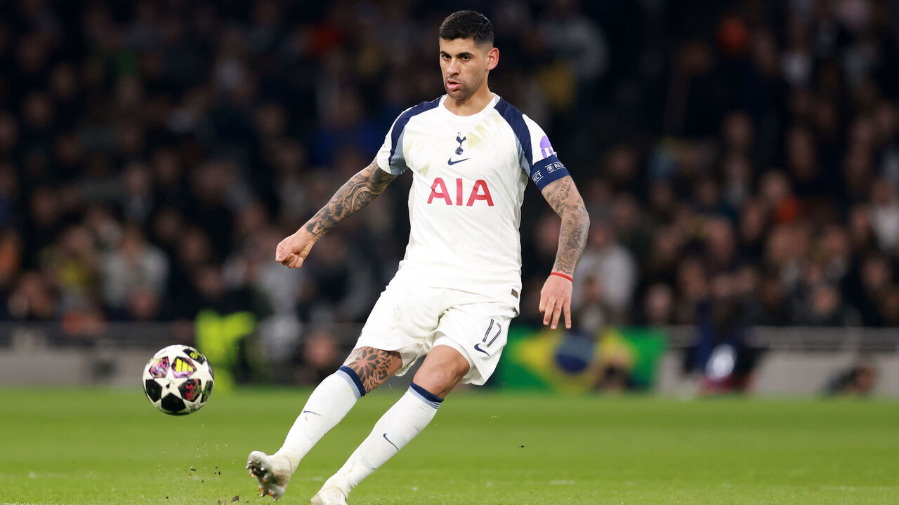 LONDON, ENGLAND - MARCH 18: Cristian Romero of Tottenham Hotspur during the UEFA Champions League 2025/26 Round of 16 Second Leg match between Tottenham Hotspur FC and Atletico de Madrid at Tottenham Hotspur Stadium on March 18, 2026 in London, England.