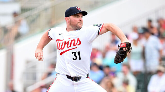FORT MYERS, FLORIDA - MARCH 12, 2026: Liam Hendriks #31 of the Minnesota Twins throws a pitch during the fourth inning of a spring training game against the Boston Red Sox at Lee Health Sports Complex on March 12, 2026 in Fort Myers, Florida.