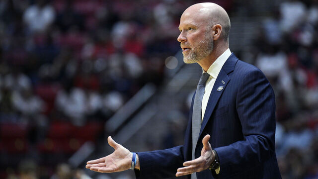 SAN DIEGO, CALIFORNIA - MARCH 20: Head coach Kevin Willard of the Villanova Wildcats gestures during the first half against the Utah State Aggies in the first round of the 2026 NCAA Men's Basketball Tournament at Viejas Arena at San Diego State University on March 20, 2026 in San Diego, California.