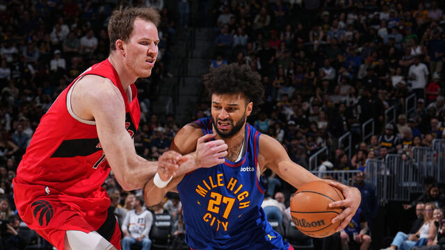 DENVER, CO - MARCH 20: Jamal Murray #27 of the Denver Nuggets drives to the basket during the game against the Toronto Raptors on March 20, 2026 at Ball Arena in Denver, Colorado. NOTE TO USER: User expressly acknowledges and agrees that, by downloading and/or using this Photograph, user is consenting to the terms and conditions of the Getty Images License Agreement. Mandatory Copyright Notice: Copyright 2026 NBAE