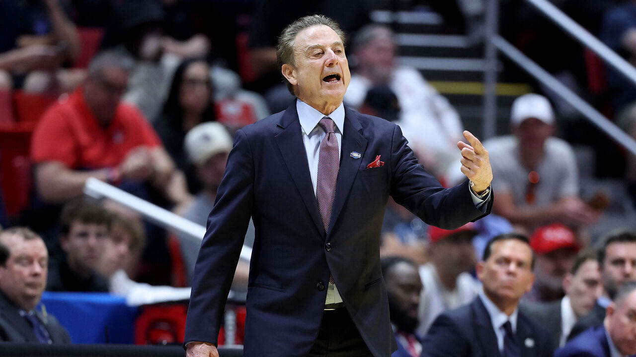 SAN DIEGO, CALIFORNIA - MARCH 20: Head coach Rick Pitino of the St. John's Red Storm makes adjustments during the second half of the game against the Northern Iowa Panthers in the first round of the 2026 NCAA Men's Basketball Tournament at Viejas Arena at San Diego State University on March 20, 2026 in San Diego, California.