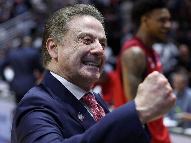 SAN DIEGO, CALIFORNIA - MARCH 22: Head coach Rick Pitino of the St. John's Red Storm celebrates a 67-65 victory against the Kansas Jayhawks after the game in the second round of the 2026 NCAA Men's Basketball Tournament at Viejas Arena at San Diego State University on March 22, 2026 in San Diego, California.