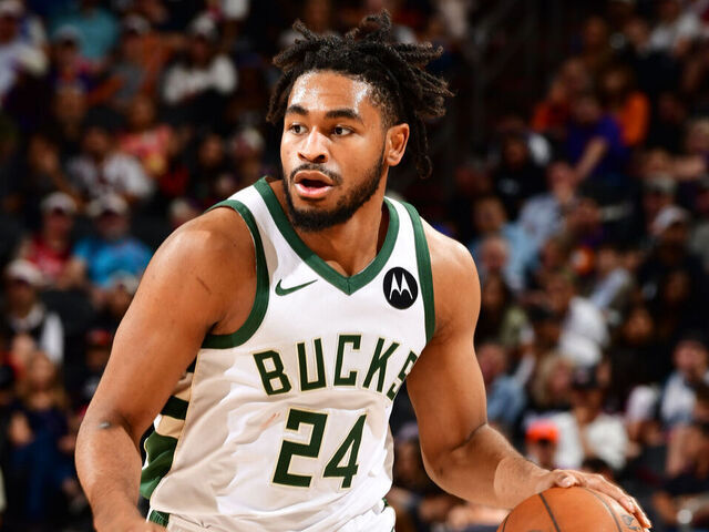 PHOENIX, AZ - MARCH 21: Cam Thomas #24 of the Milwaukee Bucks drives to the basket during the game against the Phoenix Suns on March 21, 2026 at PHX Arena in Phoenix, Arizona. Mandatory Copyright Notice: Copyright 2026 NBAE