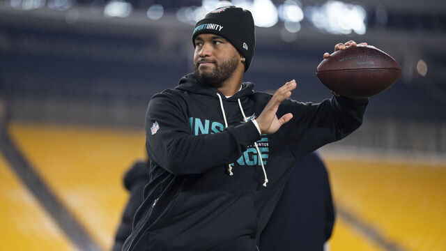 PITTSBURGH, PENNSYLVANIA - DECEMBER 15: Tua Tagovailoa #1 of the Miami Dolphins looks to pass prior to an NFL football game against the Pittsburgh Steelers at Pennsylvania on December 15, 2025 in Pittsburgh, Pennsylvania.