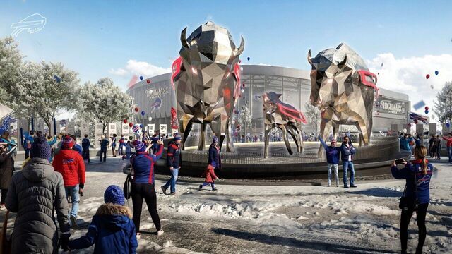 Bills unveil renderings of massive bison statues at new stadium