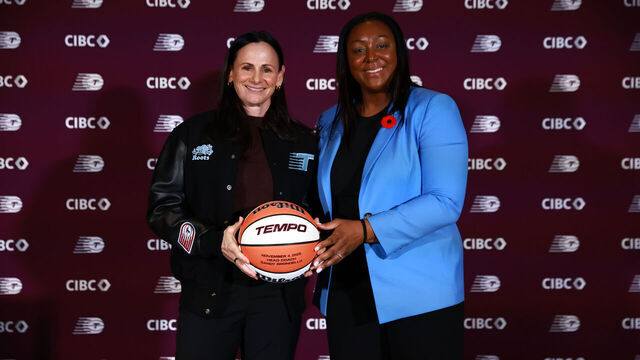TORONTO, CANADA - NOVEMBER 4: Sandy Brondello of the Toronto Tempo during an introductory press conference at Wellington Event Venue on November 4, 2025 in Toronto, Ontario, Canada. Mandatory Copyright Notice: Copyright 2025 NBAE