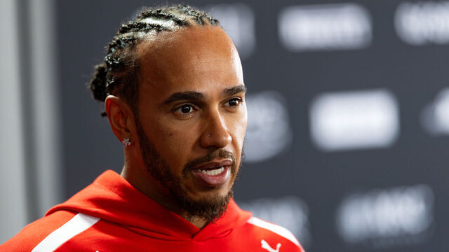 SUZUKA, JAPAN - MARCH 26: Lewis Hamilton of Great Britain and Scuderia Ferrari talks to the media during previews ahead of the F1 Grand Prix of Japan at Suzuka Circuit on March 26, 2026 in Suzuka, Japan.